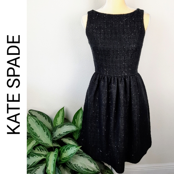 kate spade Dresses & Skirts - Kate Spade Fit & Flare Tweed Black Dress Size 0